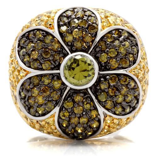 Rhodium+Gold+ Ruthenium Brass Ring with AAA Grade CZ  in Multi Color