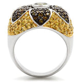 Rhodium+Gold+ Ruthenium Brass Ring with AAA Grade CZ  in Multi Color