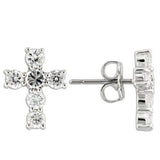 Rhodium 925 Sterling Silver Earrings with AAA Grade CZ  in Clear