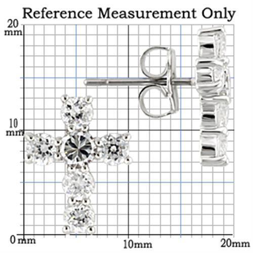 Rhodium 925 Sterling Silver Earrings with AAA Grade CZ  in Clear