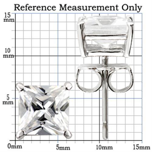 Rhodium 925 Sterling Silver Earrings with AAA Grade CZ  in Clear