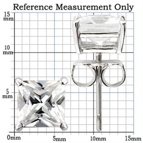 Rhodium 925 Sterling Silver Earrings with AAA Grade CZ  in Clear