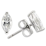 Rhodium 925 Sterling Silver Earrings with AAA Grade CZ  in Clear