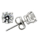 Rhodium 925 Sterling Silver Earrings with AAA Grade CZ  in Clear