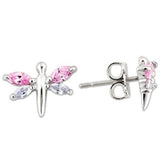 Rhodium 925 Sterling Silver Earrings with AAA Grade CZ  in Multi Color