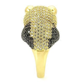 Gold+Ruthenium Brass Ring with AAA Grade CZ  in Jet