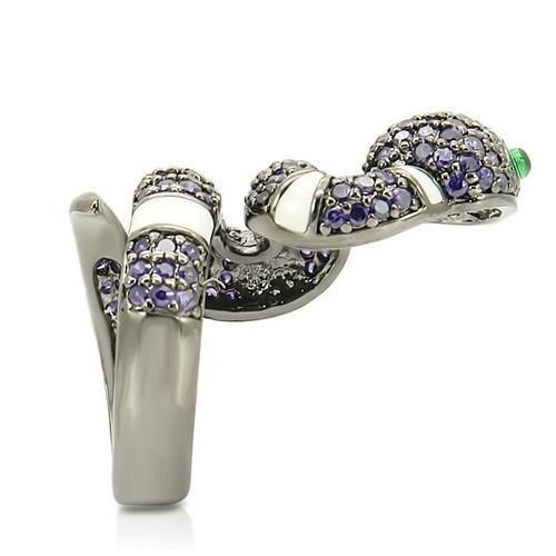 Ruthenium Brass Ring with AAA Grade CZ  in Multi Color