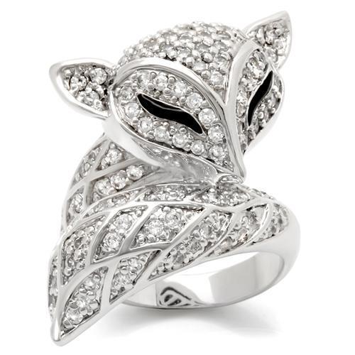 Rhodium Brass Ring with AAA Grade CZ  in Clear