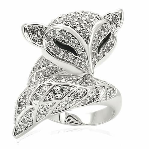 Rhodium Brass Ring with AAA Grade CZ  in Clear