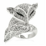 Rhodium Brass Ring with AAA Grade CZ  in Clear