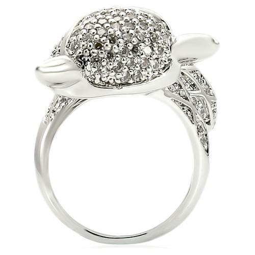 Rhodium Brass Ring with AAA Grade CZ  in Clear