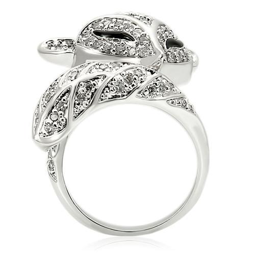Rhodium Brass Ring with AAA Grade CZ  in Clear