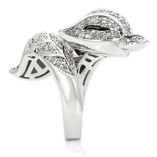 Rhodium Brass Ring with AAA Grade CZ  in Clear