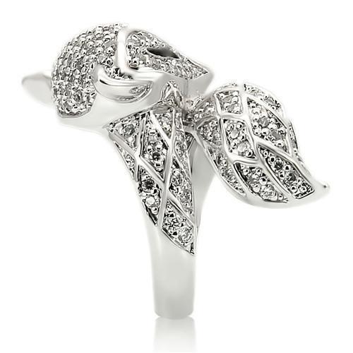 Rhodium Brass Ring with AAA Grade CZ  in Clear
