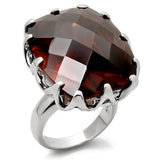 Rhodium Brass Ring with AAA Grade CZ  in Smoky Topaz
