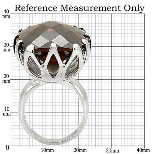 Rhodium Brass Ring with AAA Grade CZ  in Smoky Topaz