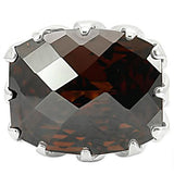 Rhodium Brass Ring with AAA Grade CZ  in Smoky Topaz