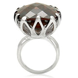 Rhodium Brass Ring with AAA Grade CZ  in Smoky Topaz