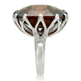 Rhodium Brass Ring with AAA Grade CZ  in Smoky Topaz