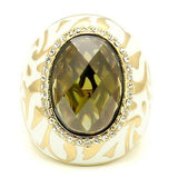 0W200 Gold Brass Ring with AAA Grade CZ in Olivine color