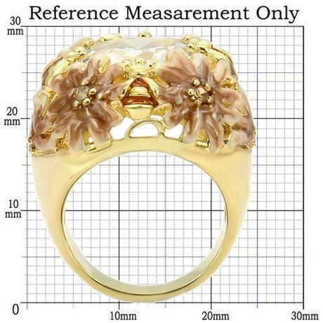 Matte Gold & Gold Brass Ring with AAA Grade CZ  in Clear