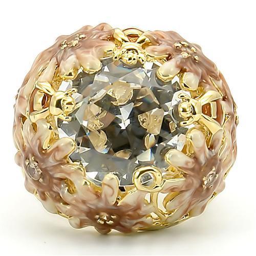 Matte Gold & Gold Brass Ring with AAA Grade CZ  in Clear