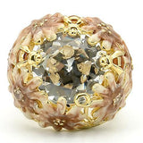 Matte Gold & Gold Brass Ring with AAA Grade CZ  in Clear