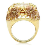 Matte Gold & Gold Brass Ring with AAA Grade CZ  in Clear