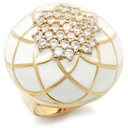 Gold Brass Ring with AAA Grade CZ  in Clear