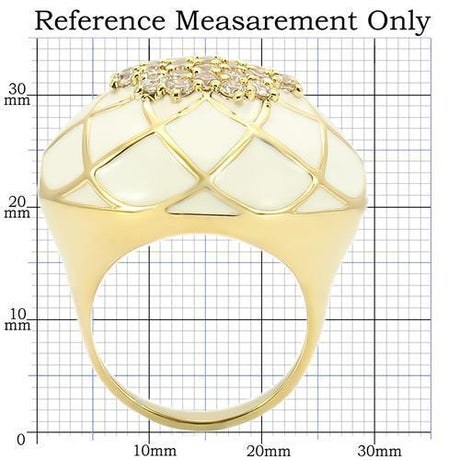 Gold Brass Ring with AAA Grade CZ  in Clear