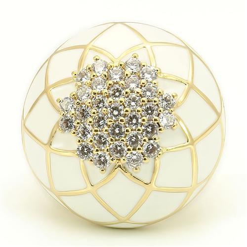 Gold Brass Ring with AAA Grade CZ  in Clear
