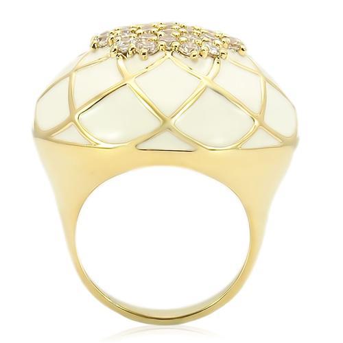 Gold Brass Ring with AAA Grade CZ  in Clear