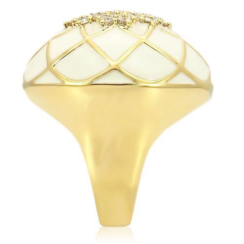 Gold Brass Ring with AAA Grade CZ  in Clear
