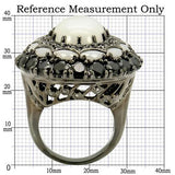Ruthenium Brass Ring with Milky CZ  in White