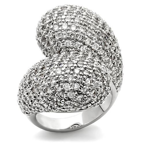 Rhodium Brass Ring with AAA Grade CZ  in Clear