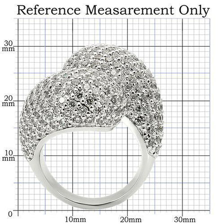 Rhodium Brass Ring with AAA Grade CZ  in Clear