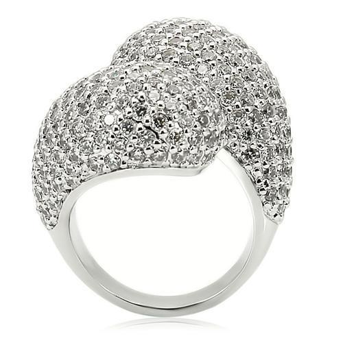 Rhodium Brass Ring with AAA Grade CZ  in Clear