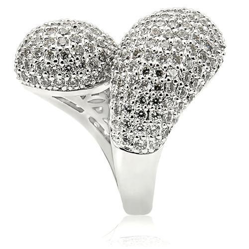 Rhodium Brass Ring with AAA Grade CZ  in Clear