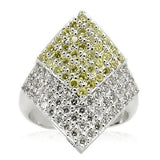 0W220 Rhodium Brass Ring with AAA Grade CZ in Topaz