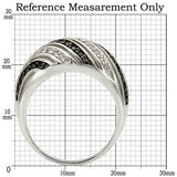 Rhodium + Ruthenium Brass Ring with AAA Grade CZ  in Jet