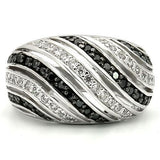 Rhodium + Ruthenium Brass Ring with AAA Grade CZ  in Jet