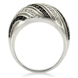Rhodium + Ruthenium Brass Ring with AAA Grade CZ  in Jet
