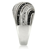 Rhodium + Ruthenium Brass Ring with AAA Grade CZ  in Jet