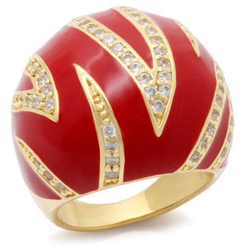 Gold Brass Ring with AAA Grade CZ  in Clear