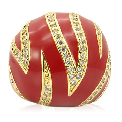 Gold Brass Ring with AAA Grade CZ  in Clear