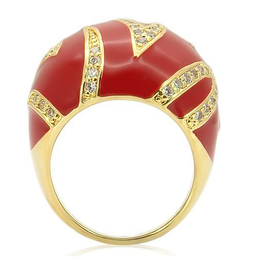 Gold Brass Ring with AAA Grade CZ  in Clear
