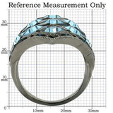 Ruthenium Brass Ring with Top Grade Crystal  in Sea Blue