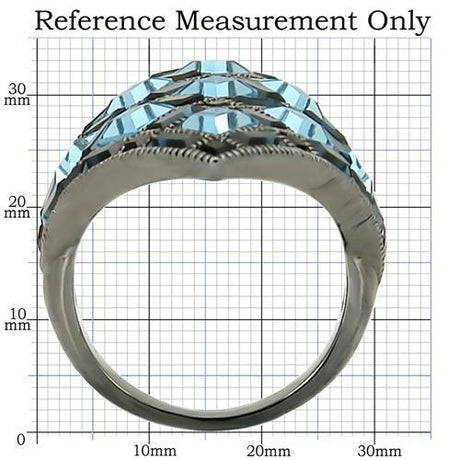 Ruthenium Brass Ring with Top Grade Crystal  in Sea Blue