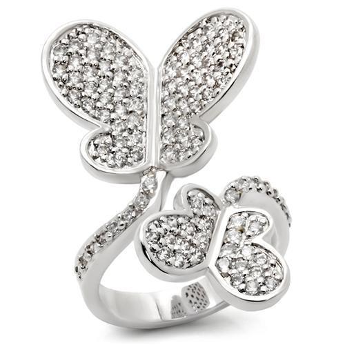 Rhodium Brass Ring with AAA Grade CZ  in Clear