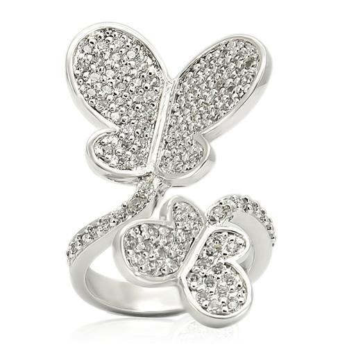 Rhodium Brass Ring with AAA Grade CZ  in Clear